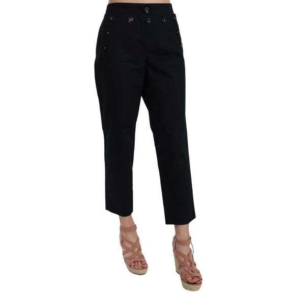 Dolce & Gabbana Black 100% Silk Flared Cropped Pants